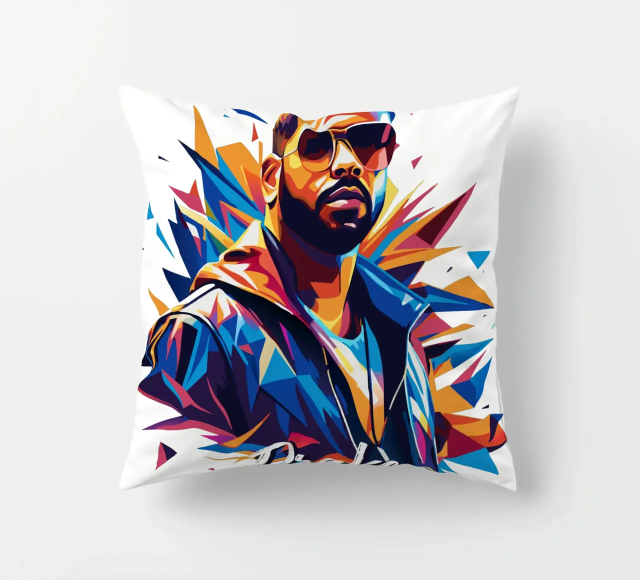 Drake Portrait in WPAP Pop Art cuscino da vectorartnesia