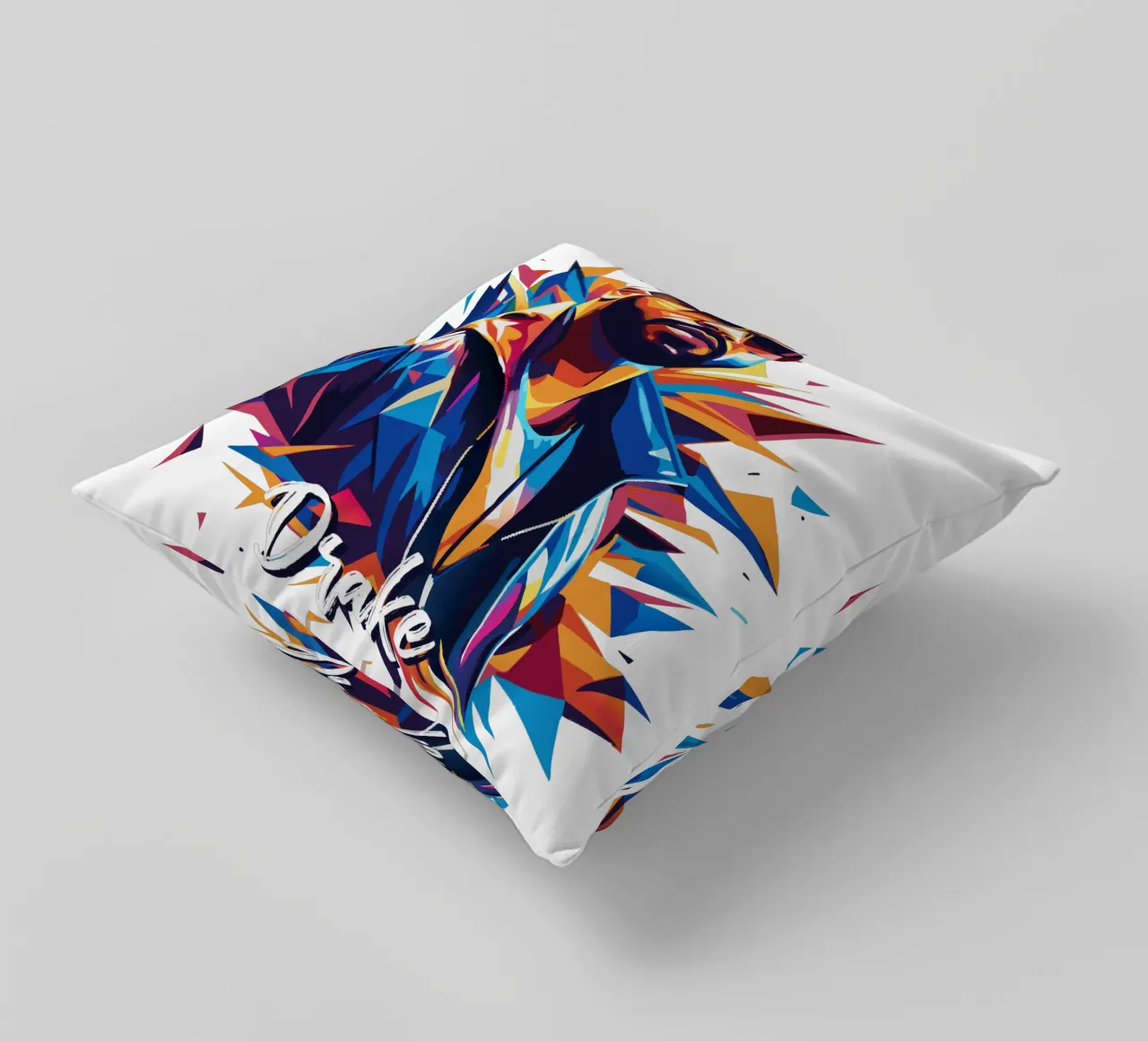 Drake Portrait in WPAP Pop Art cuscino da vectorartnesia