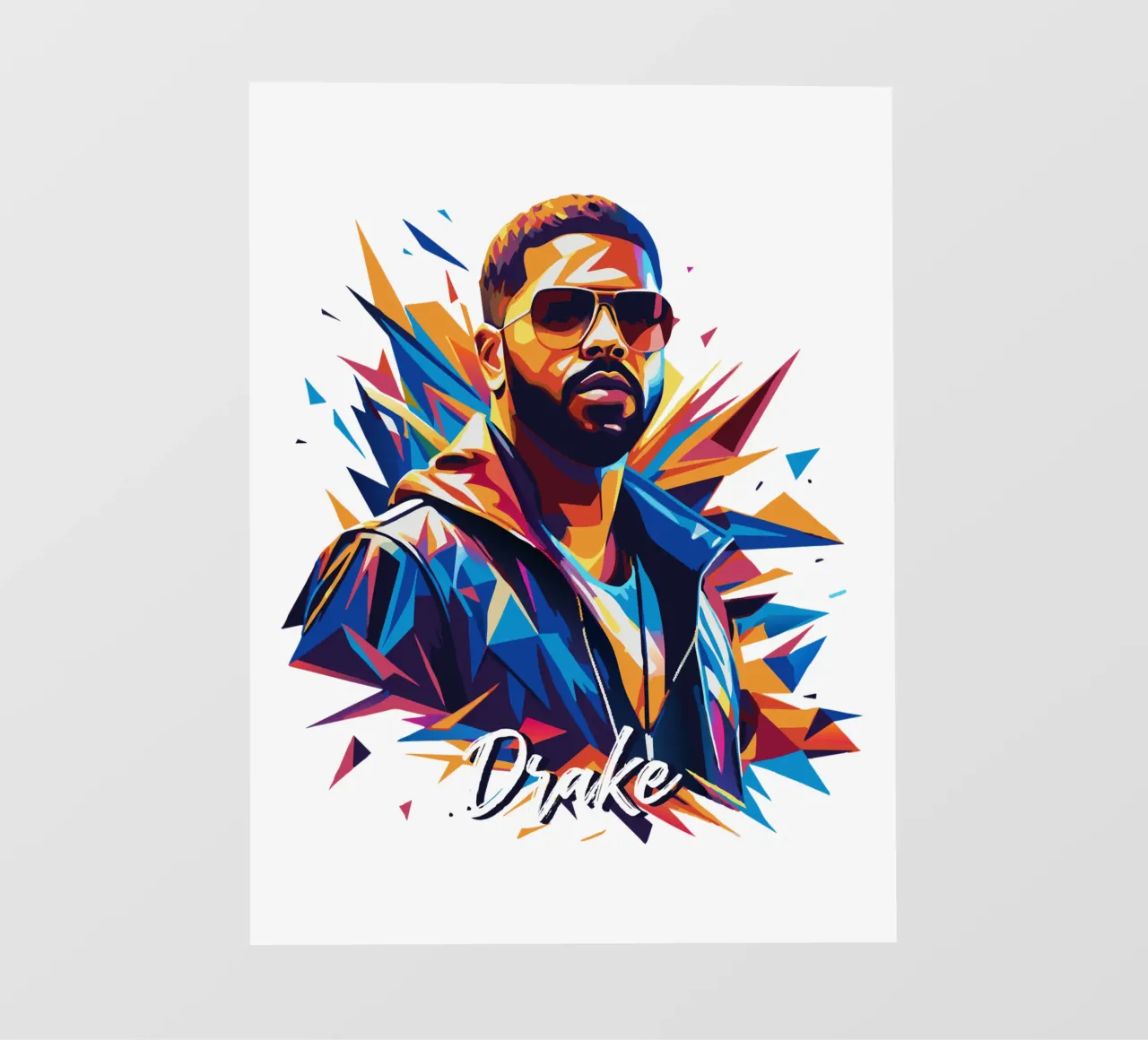 Drake Portrait in WPAP Pop Art telo in pvc da vectorartnesia