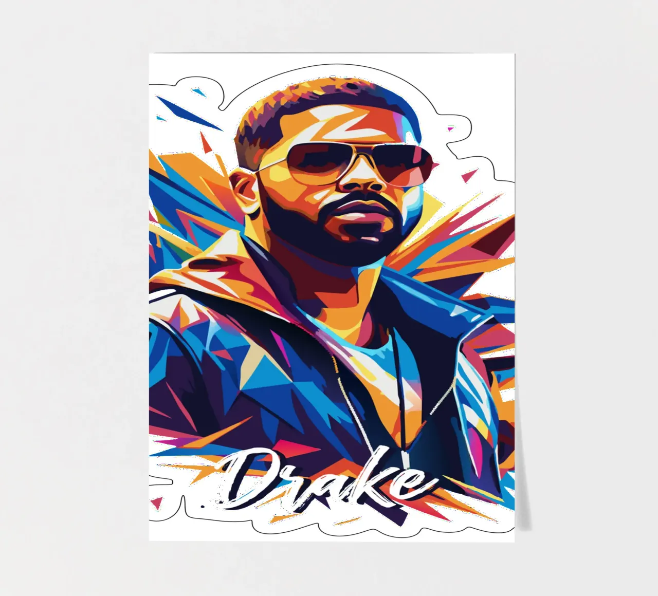 Drake Portrait in WPAP Pop Art foglio adesivo da vectorartnesia