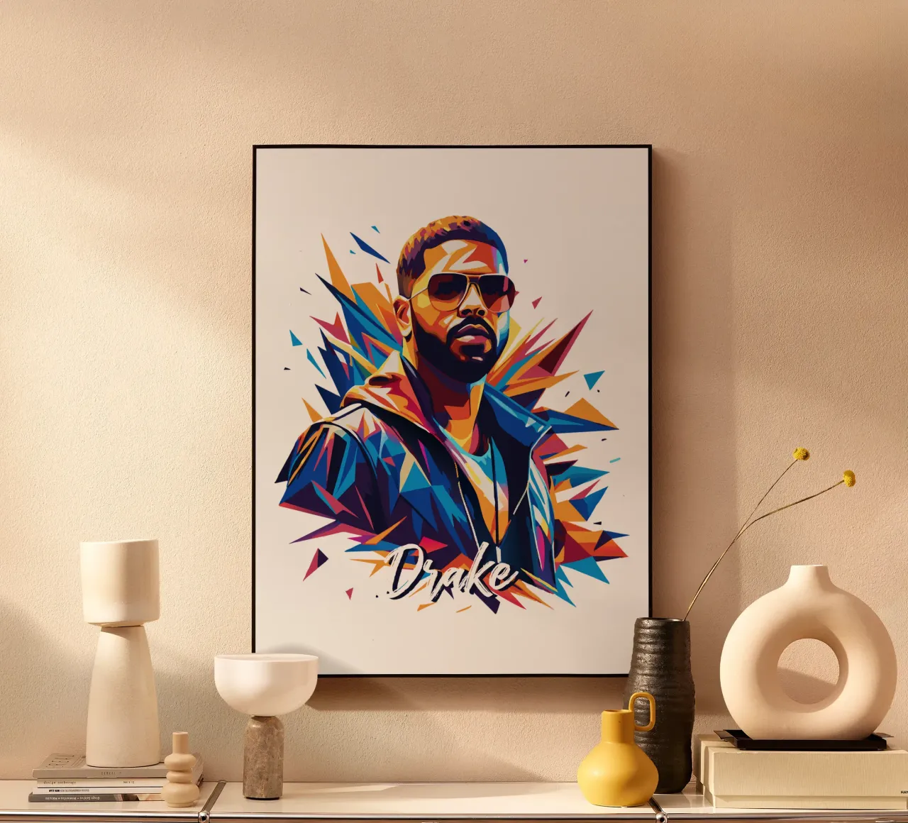 Drake Portrait in WPAP Pop Art alluminio dibond da vectorartnesia