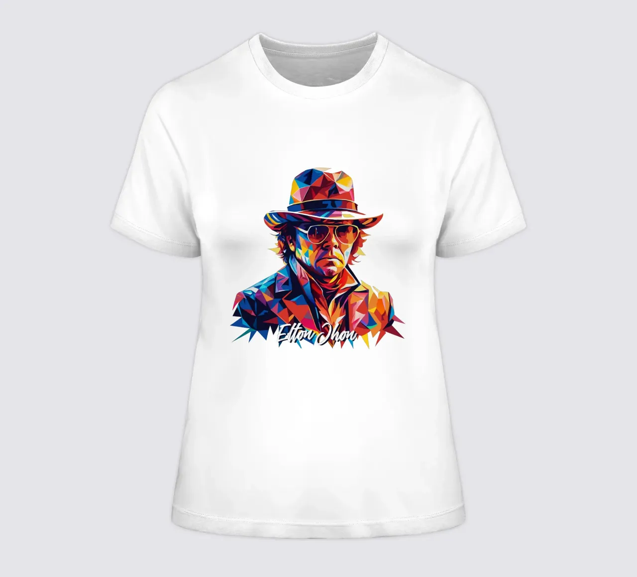 Elton Jhon Portrait in WPAP Pop Art t-shirt da donna da vectorartnesia
