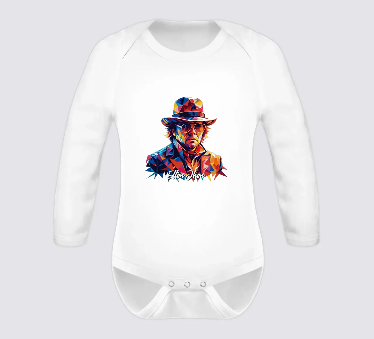 Elton Jhon Portrait in WPAP Pop Art body neonato maniche lunghe da vectorartnesia
