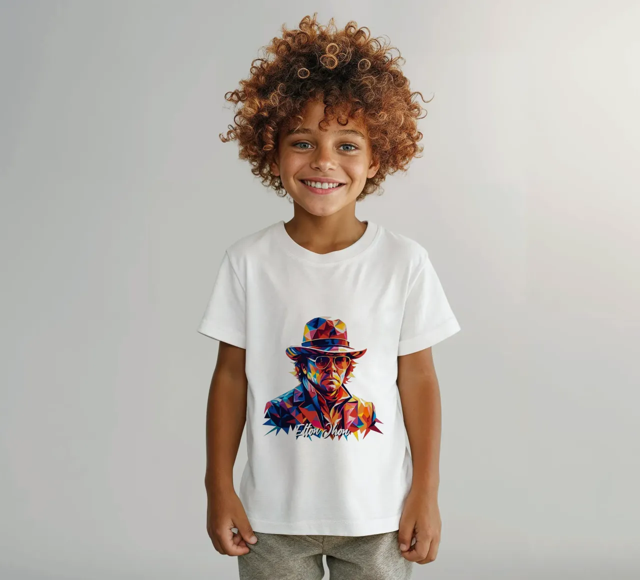 Elton Jhon Portrait in WPAP Pop Art t-shirt bambini da vectorartnesia