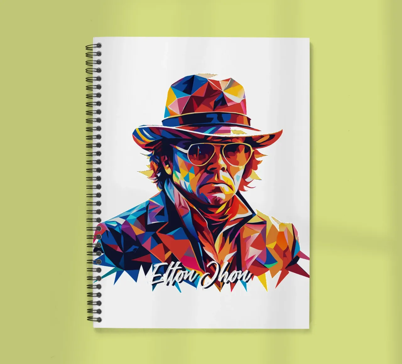 Elton Jhon Portrait in WPAP Pop Art diario ad anelli da vectorartnesia