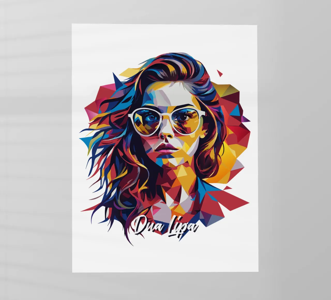 Dua Lipa Portrait in WPAP Pop Art pellicola backlit da vectorartnesia