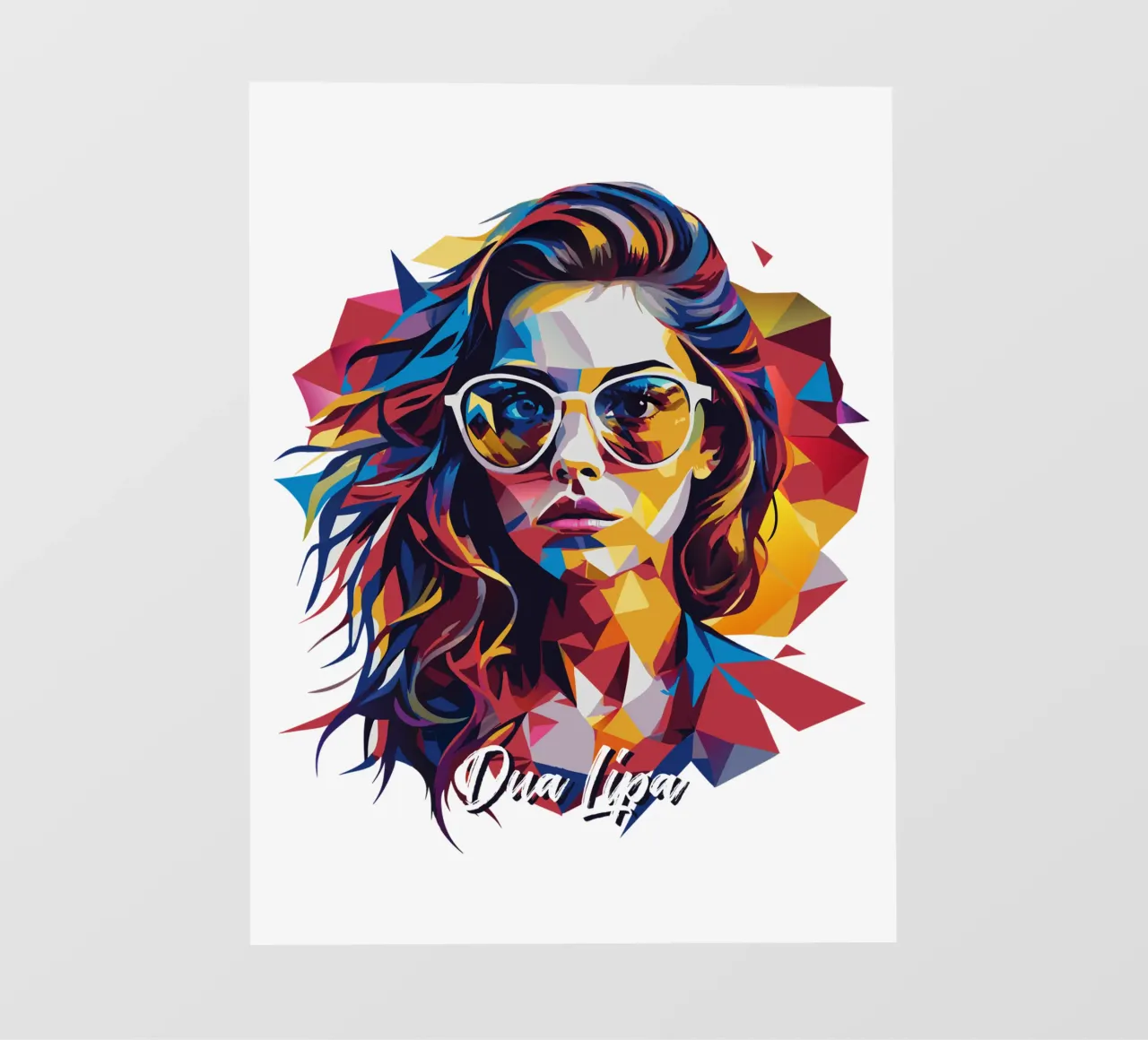 Dua Lipa Portrait in WPAP Pop Art pellicola backlit da vectorartnesia