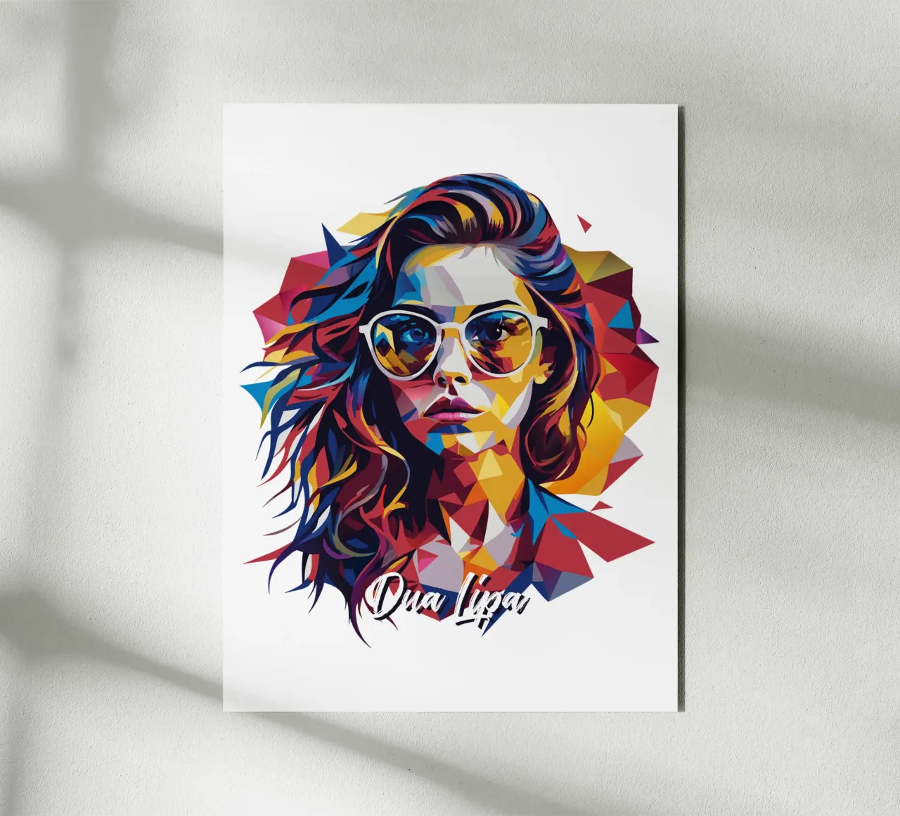 Dua Lipa Portrait in WPAP Pop Art alluminio dibond da vectorartnesia