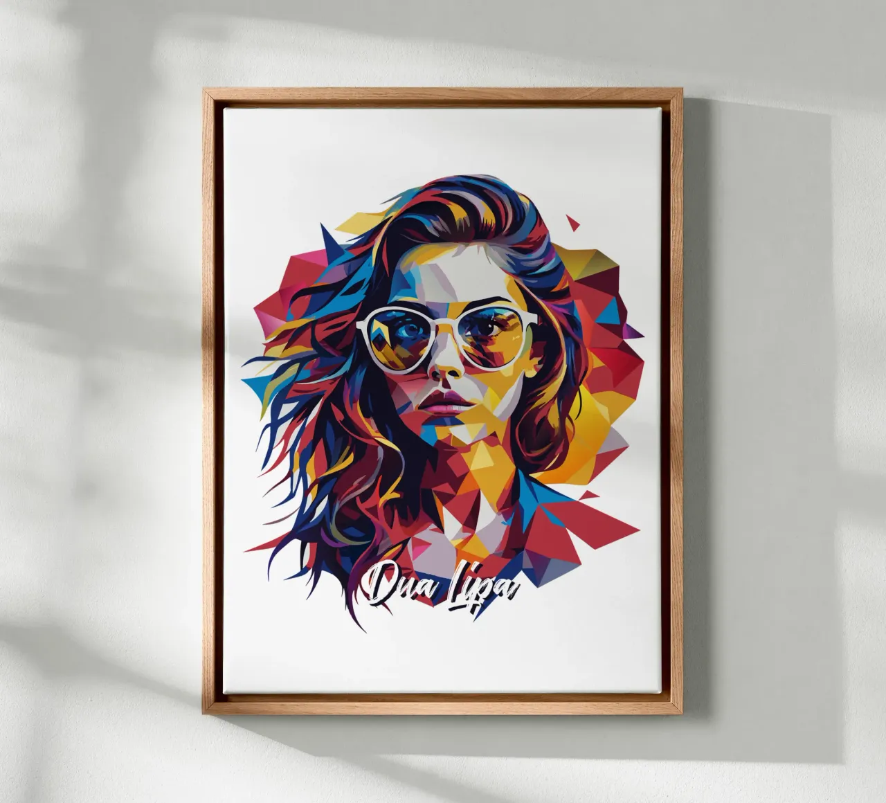 Dua Lipa Portrait in WPAP Pop Art tela con Cornice a cassetta da vectorartnesia