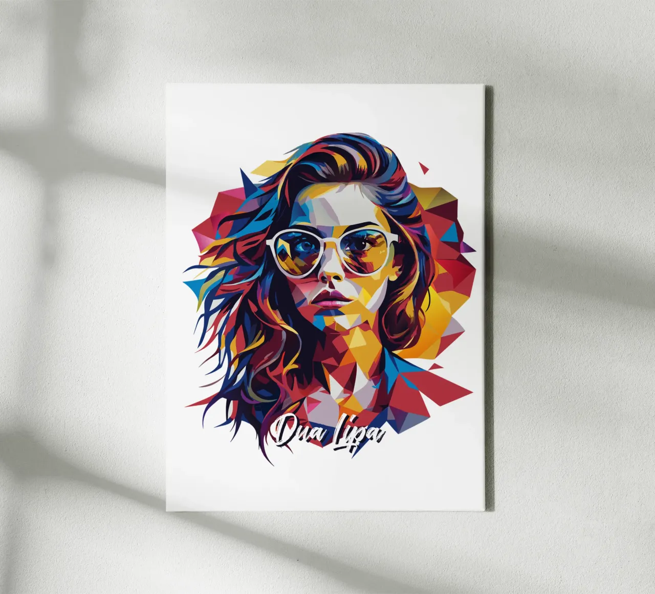 Dua Lipa Portrait in WPAP Pop Art tela con Cornice a cassetta da vectorartnesia