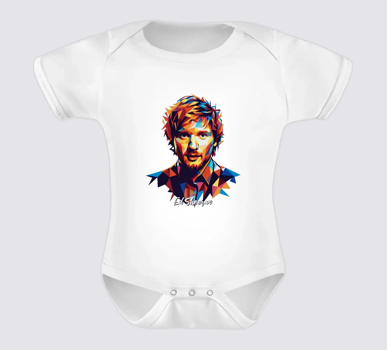 Ed Sheeran Portrait in WPAP Pop Art body neonato maniche corte da vectorartnesia