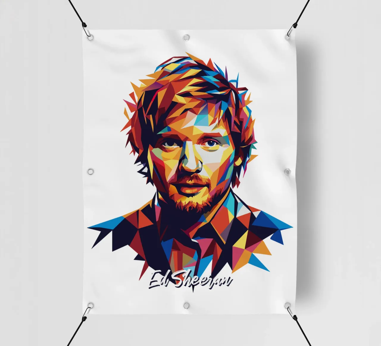 Ed Sheeran Portrait in WPAP Pop Art telo in pvc da vectorartnesia