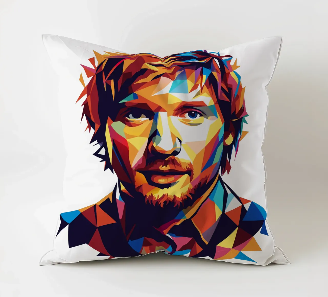 Ed Sheeran Portrait in WPAP Pop Art Kissen von vectorartnesia