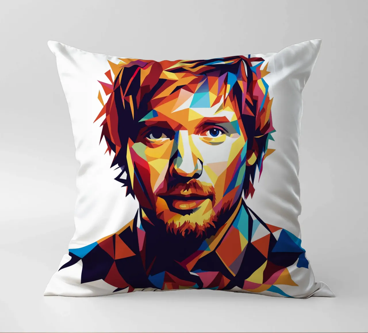 Ed Sheeran Portrait in WPAP Pop Art cuscino da vectorartnesia