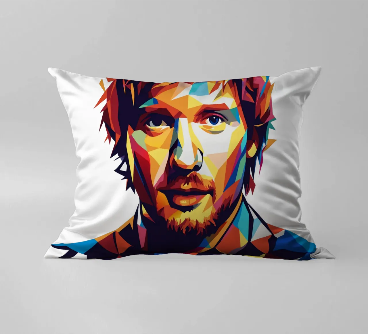 Ed Sheeran Portrait in WPAP Pop Art Kissen von vectorartnesia