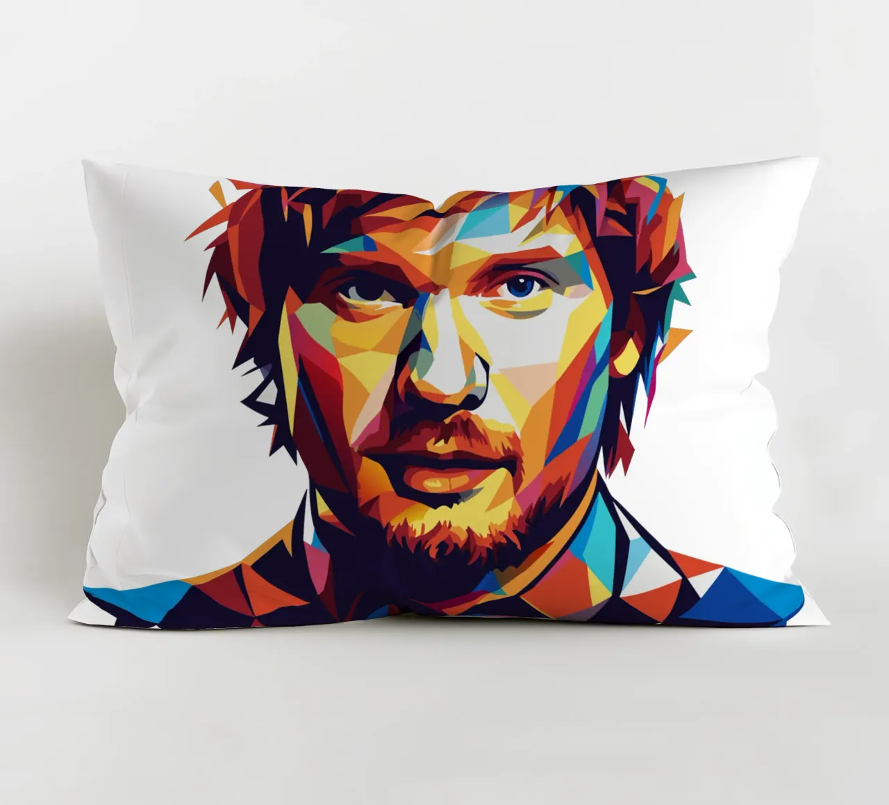 Ed Sheeran Portrait in WPAP Pop Art cuscino da vectorartnesia