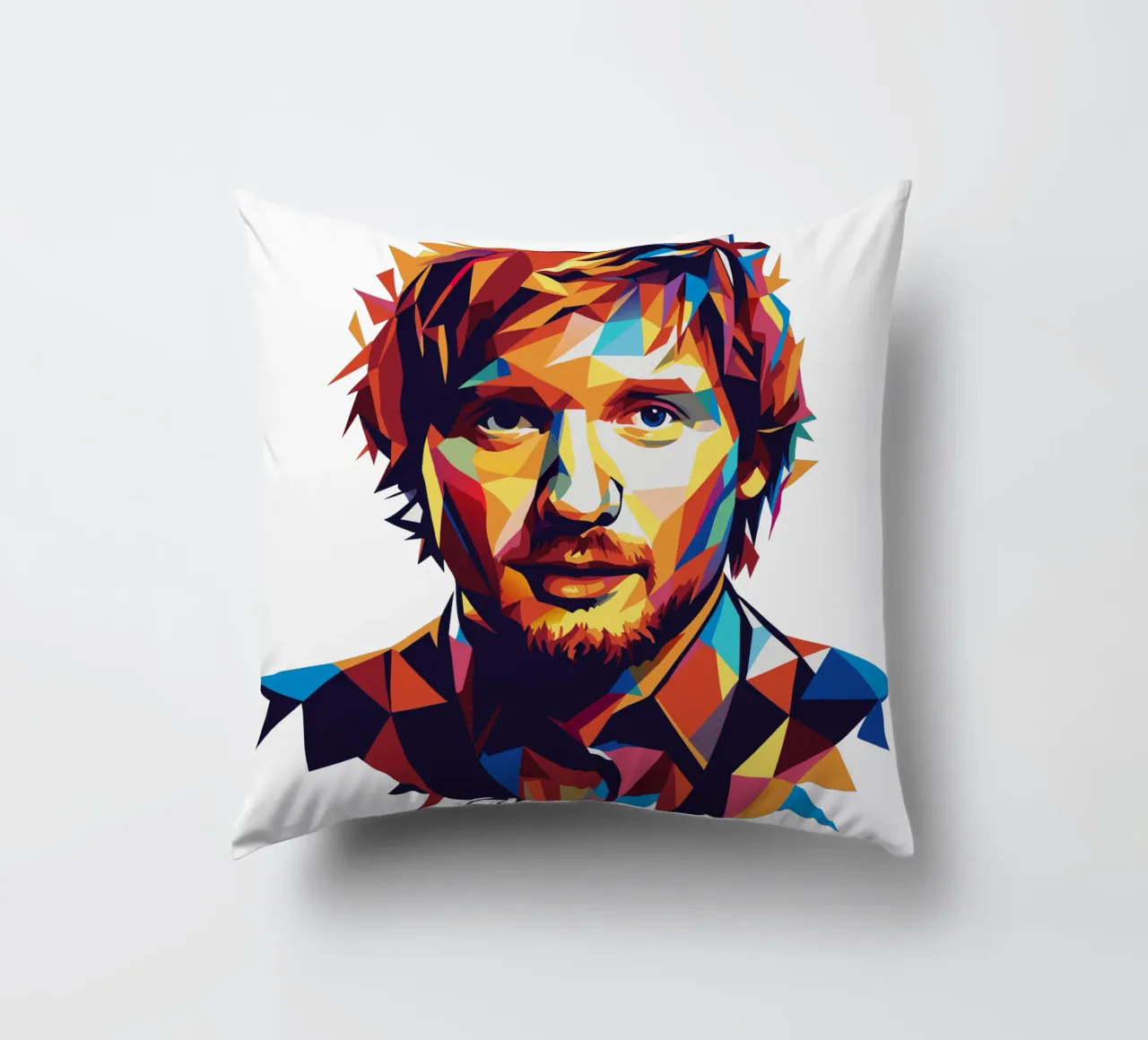 Ed Sheeran Portrait in WPAP Pop Art cuscino da vectorartnesia