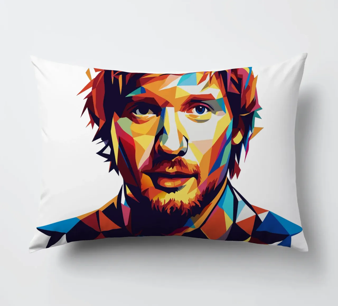 Ed Sheeran Portrait in WPAP Pop Art cuscino da vectorartnesia