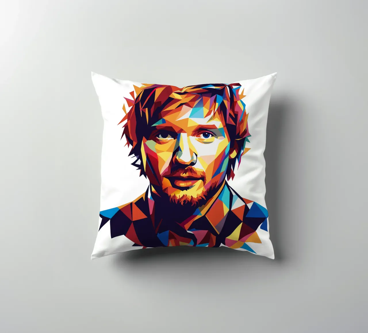 Ed Sheeran Portrait in WPAP Pop Art cuscino da vectorartnesia