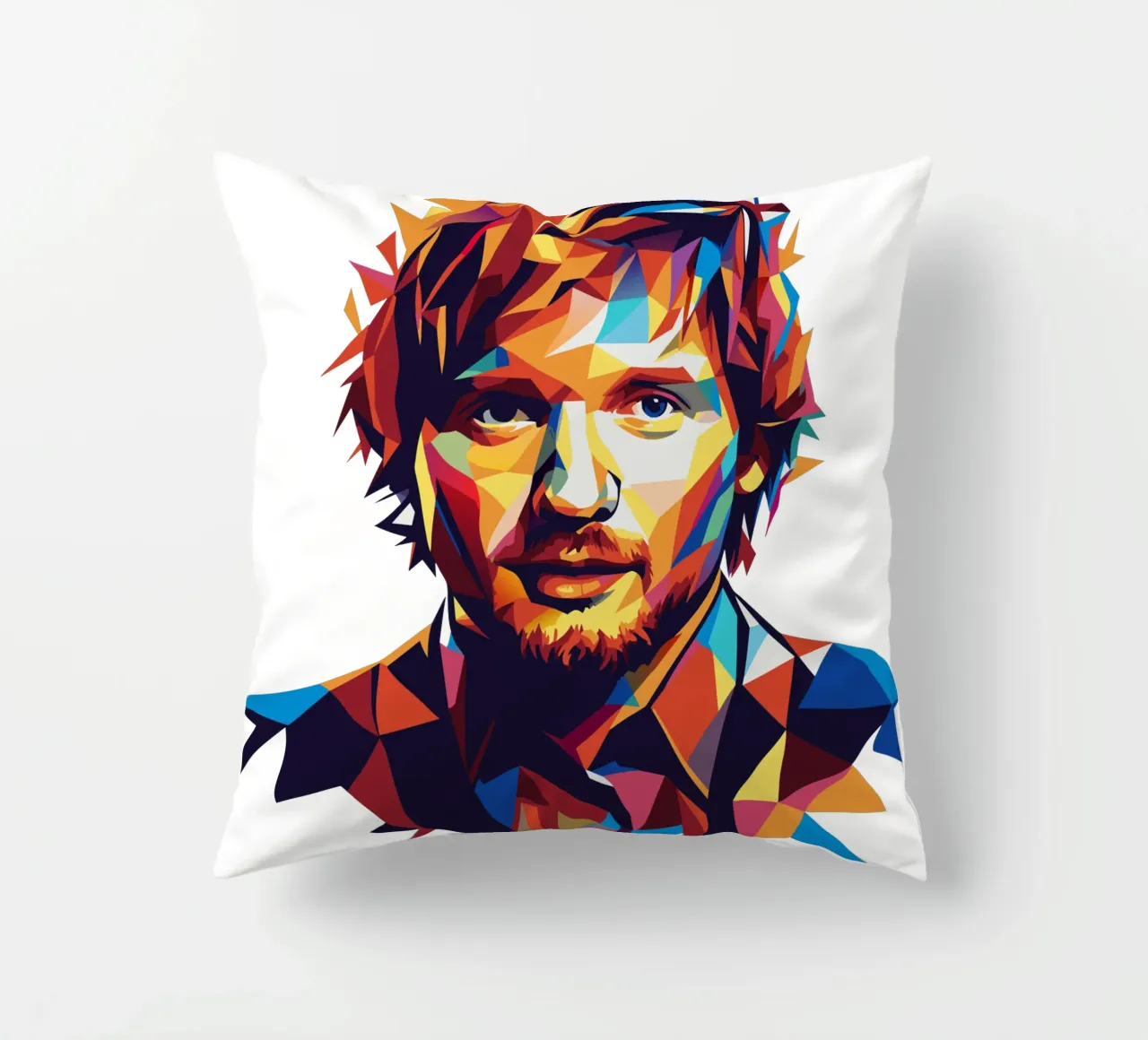 Ed Sheeran Portrait in WPAP Pop Art cuscino da vectorartnesia