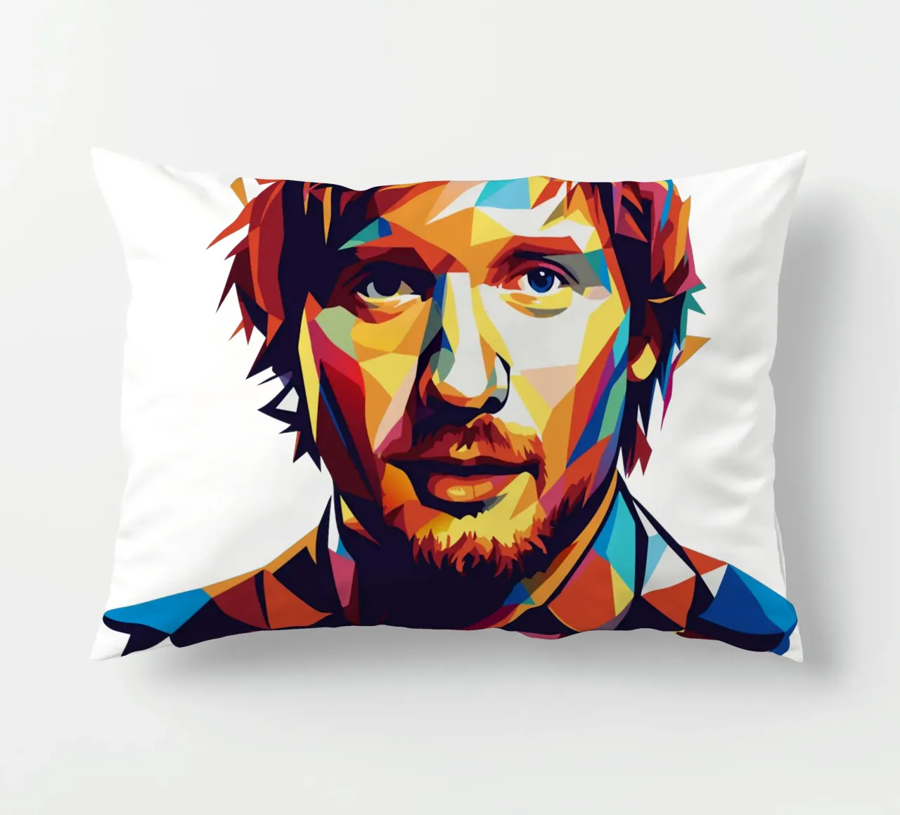 Ed Sheeran Portrait in WPAP Pop Art cuscino da vectorartnesia