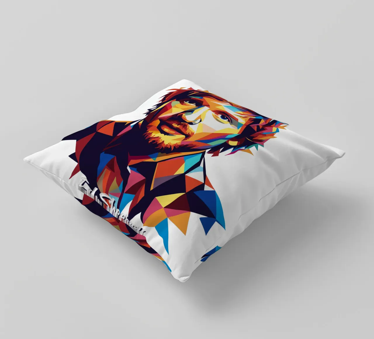 Ed Sheeran Portrait in WPAP Pop Art cuscino da vectorartnesia