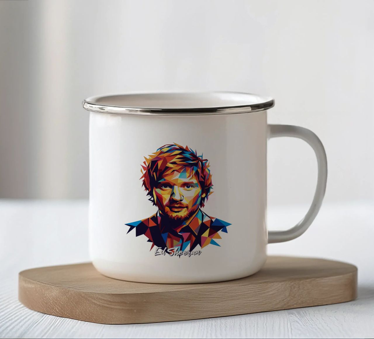 Ed Sheeran Portrait in WPAP Pop Art tazza in smalto da vectorartnesia