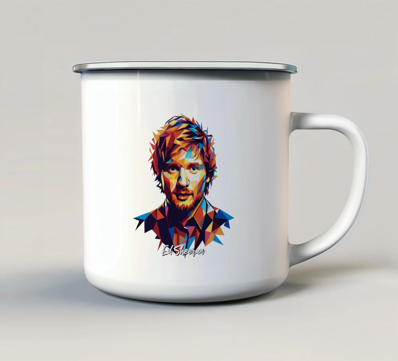 Ed Sheeran Portrait in WPAP Pop Art tazza in smalto da vectorartnesia