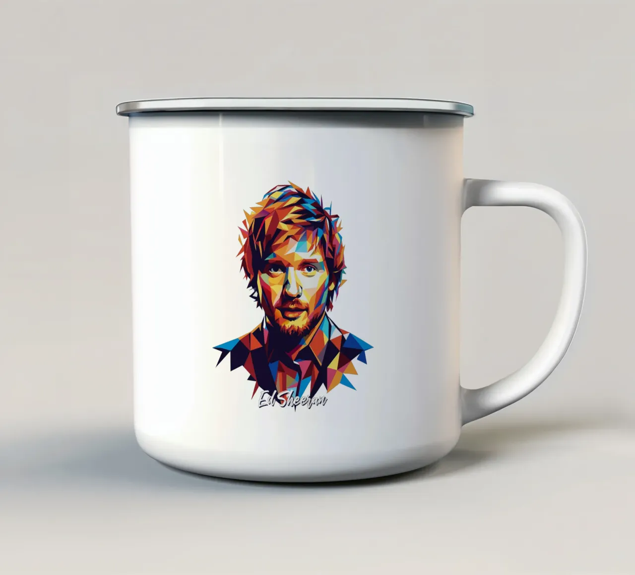 Ed Sheeran Portrait in WPAP Pop Art tazza in smalto da vectorartnesia