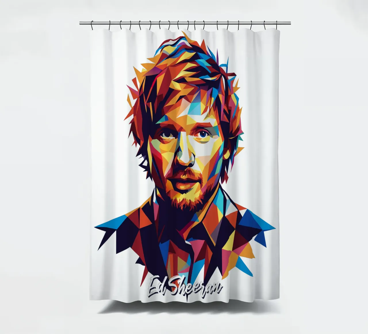 Ed Sheeran Portrait in WPAP Pop Art tenda da doccia da vectorartnesia