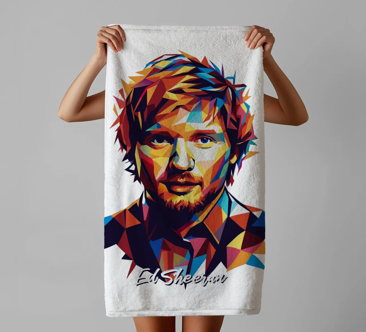 Ed Sheeran Portrait in WPAP Pop Art toalla de baño de vectorartnesia