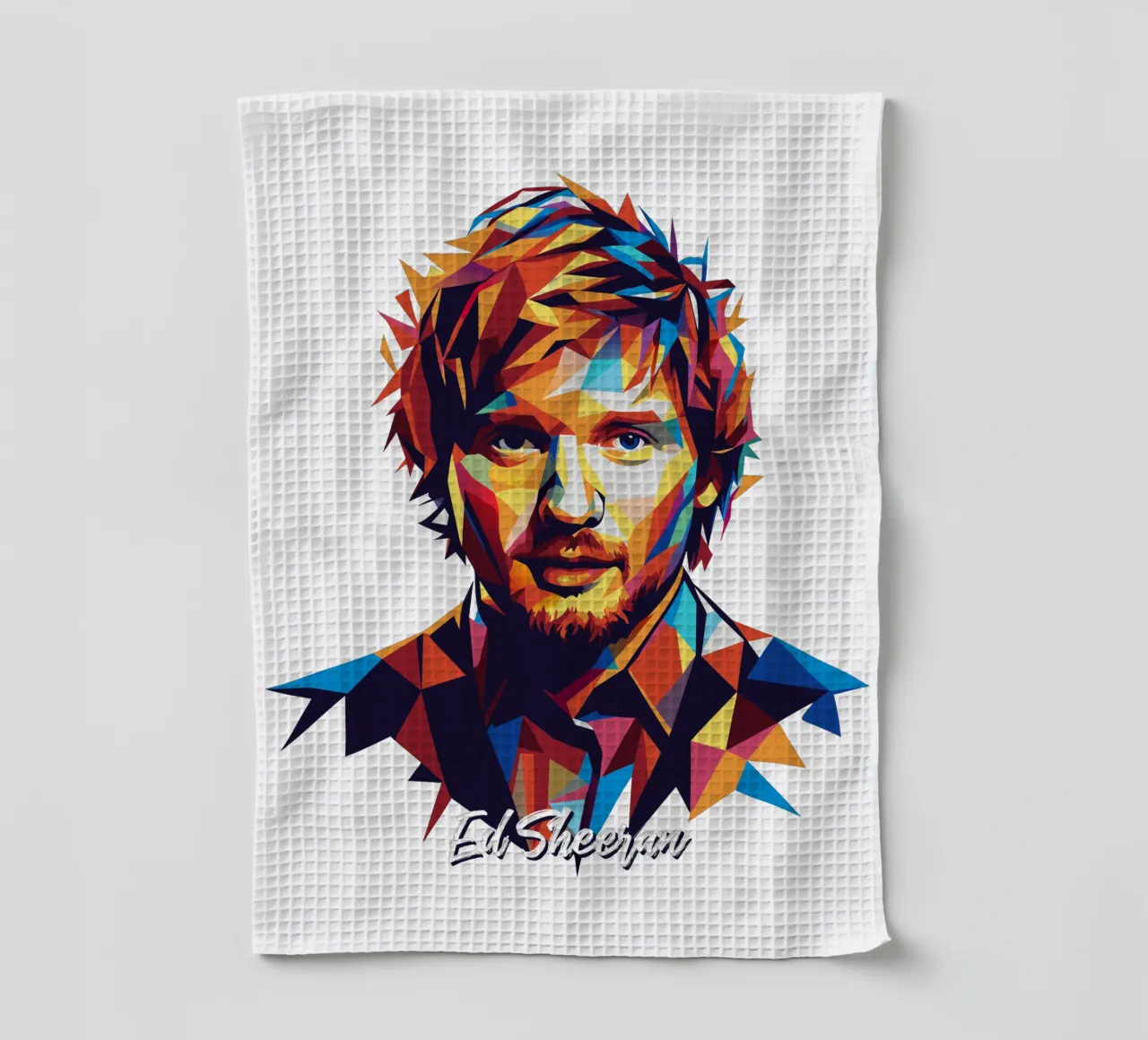 Ed Sheeran Portrait in WPAP Pop Art torchon de vectorartnesia