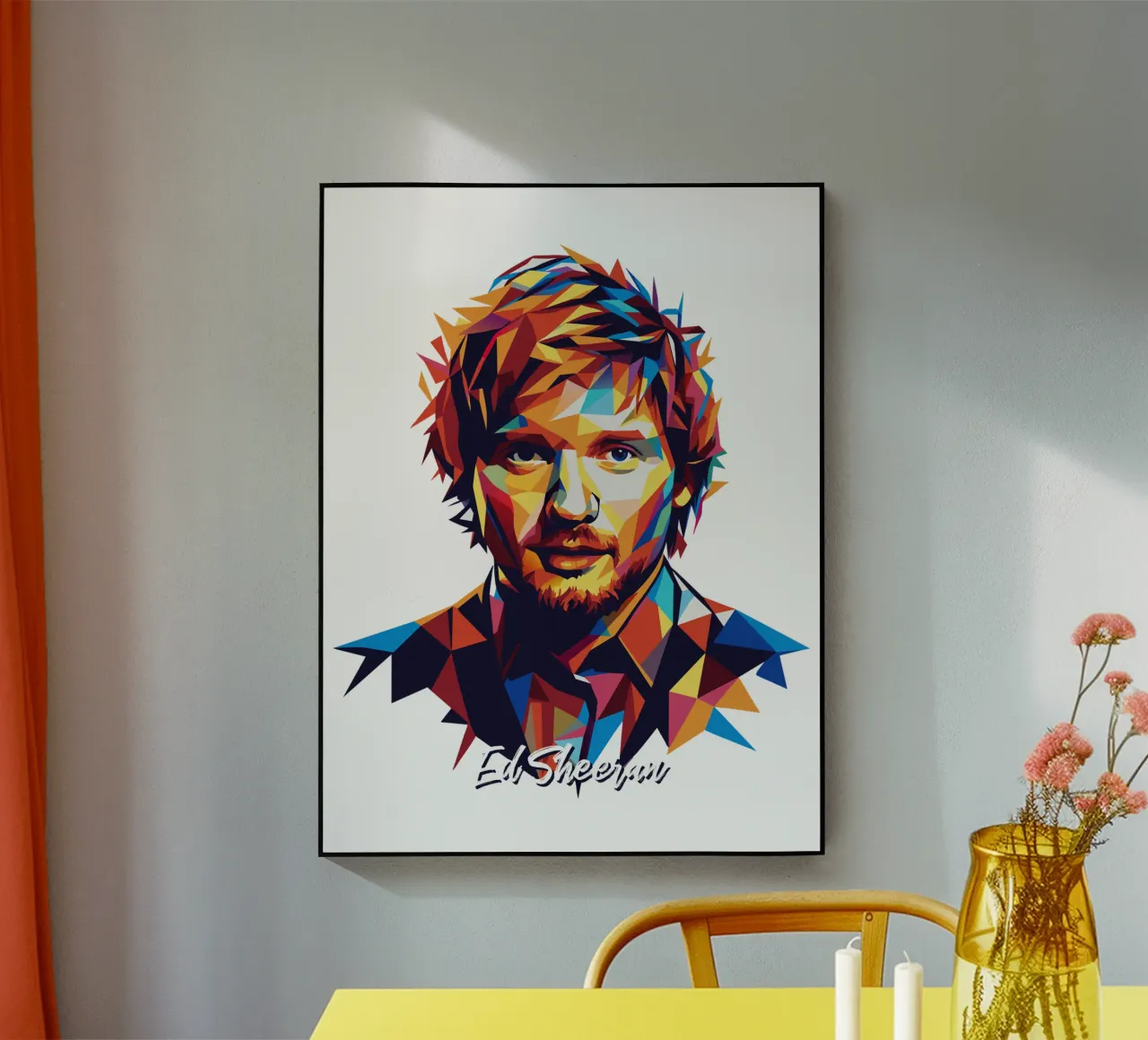 Ed Sheeran Portrait in WPAP Pop Art acrylic glass by vectorartnesia