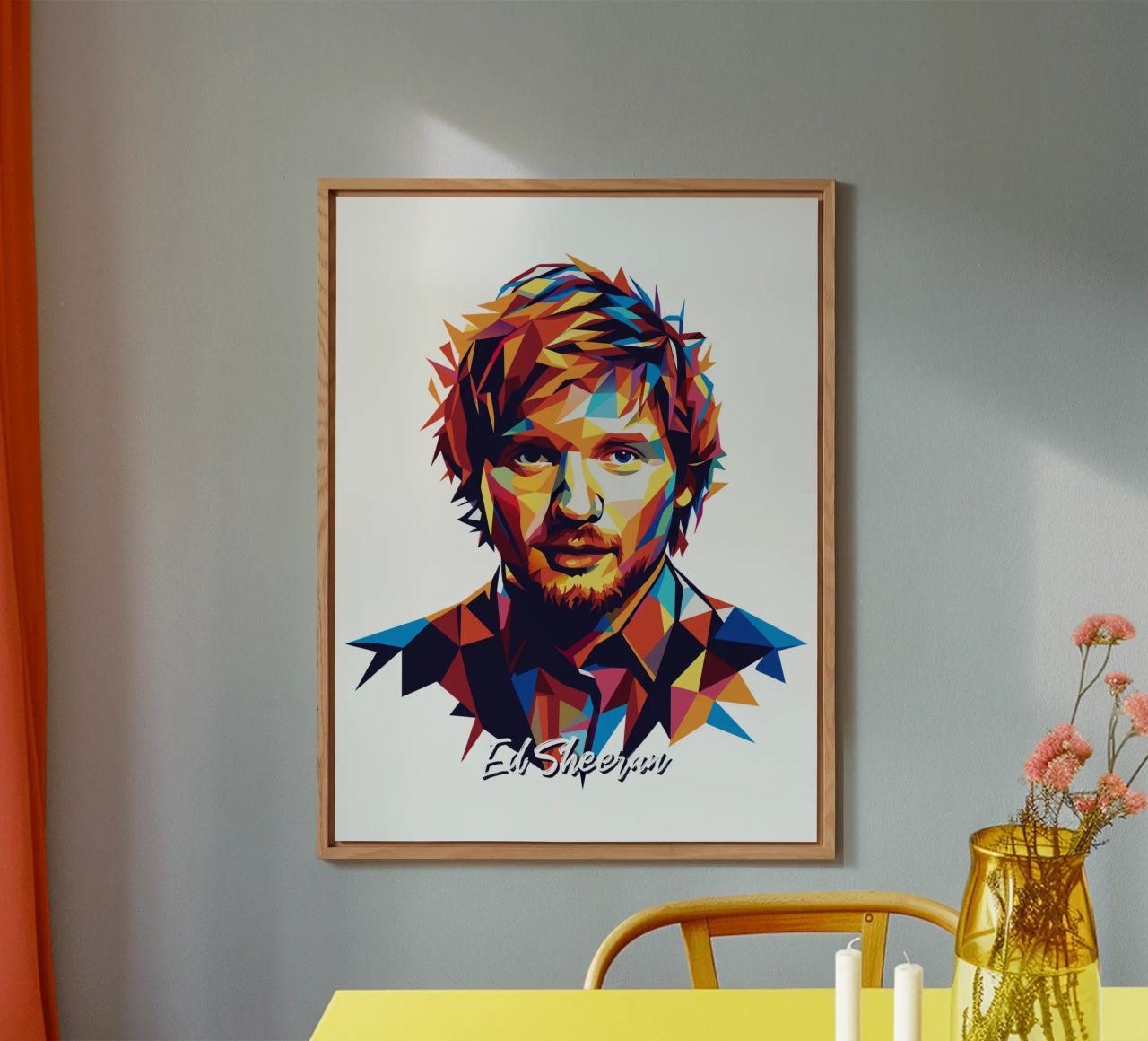 Ed Sheeran Portrait in WPAP Pop Art alluminio dibond da vectorartnesia