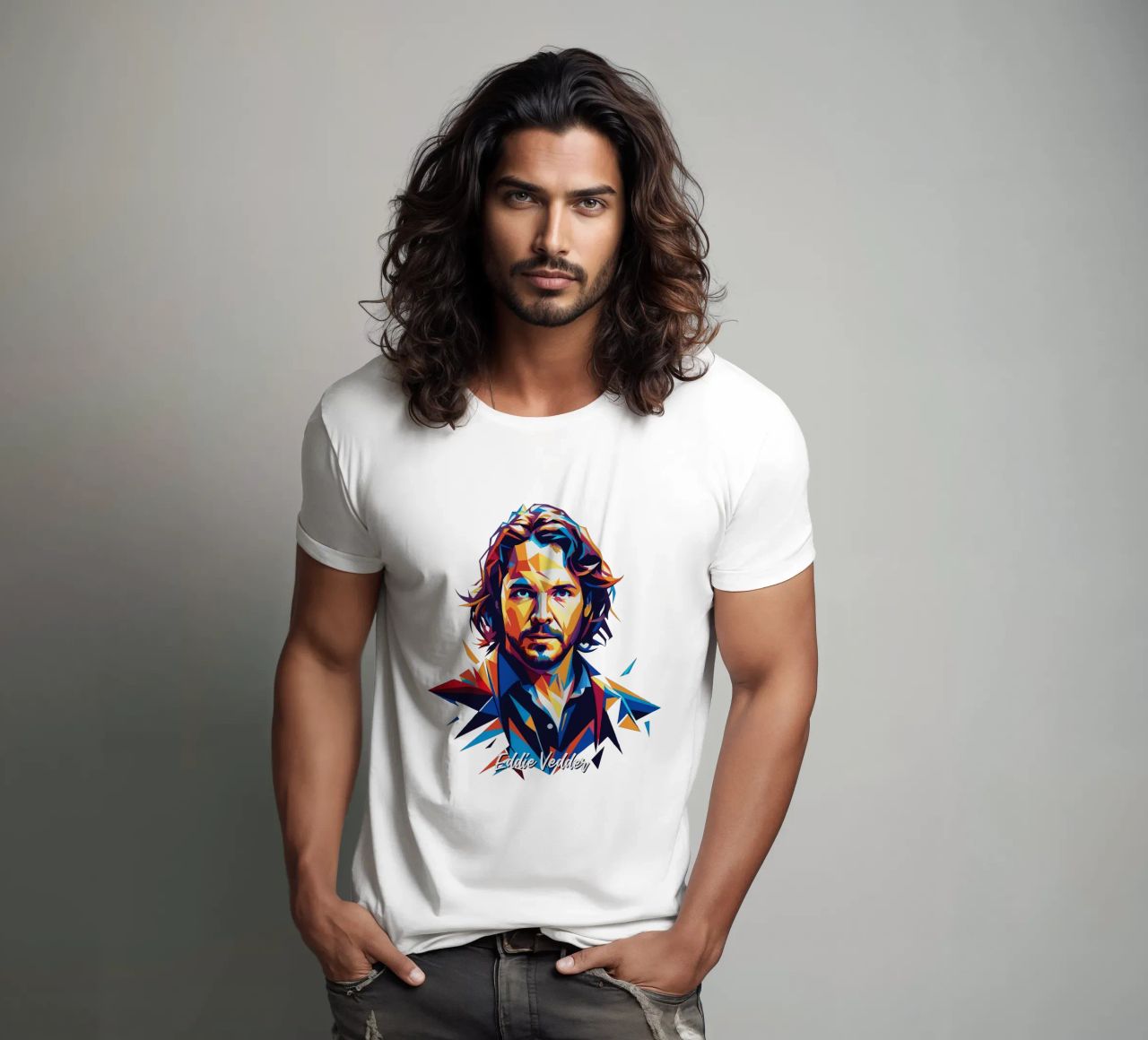 Eddie Vedder Portrait in WPAP Pop Art t-shirt da vectorartnesia