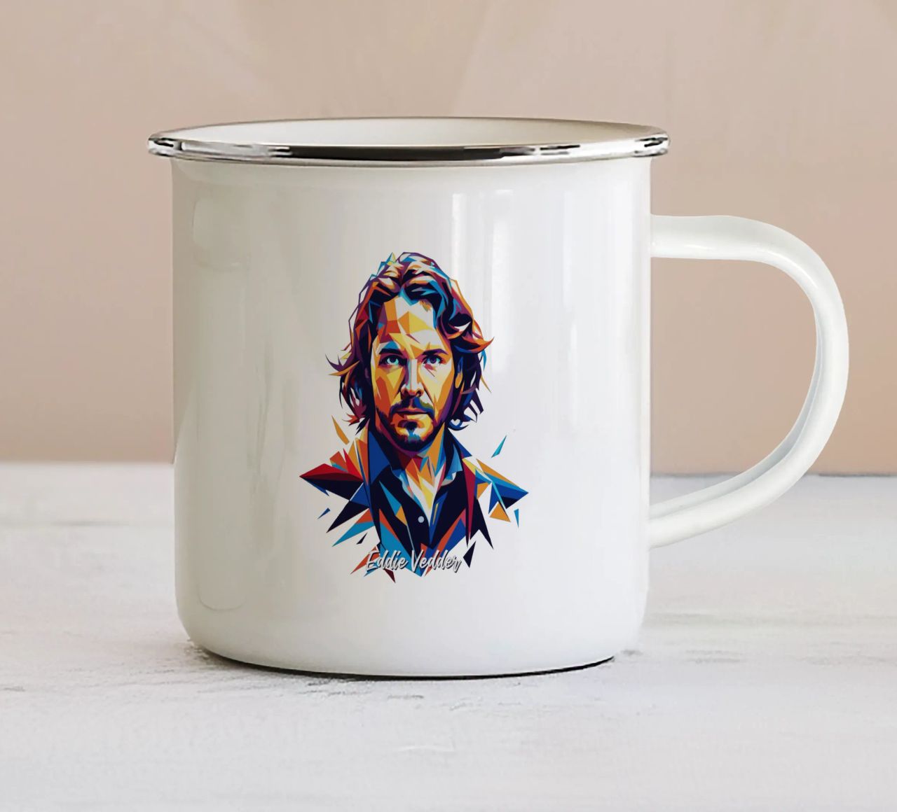 Eddie Vedder Portrait in WPAP Pop Art tazza in smalto da vectorartnesia