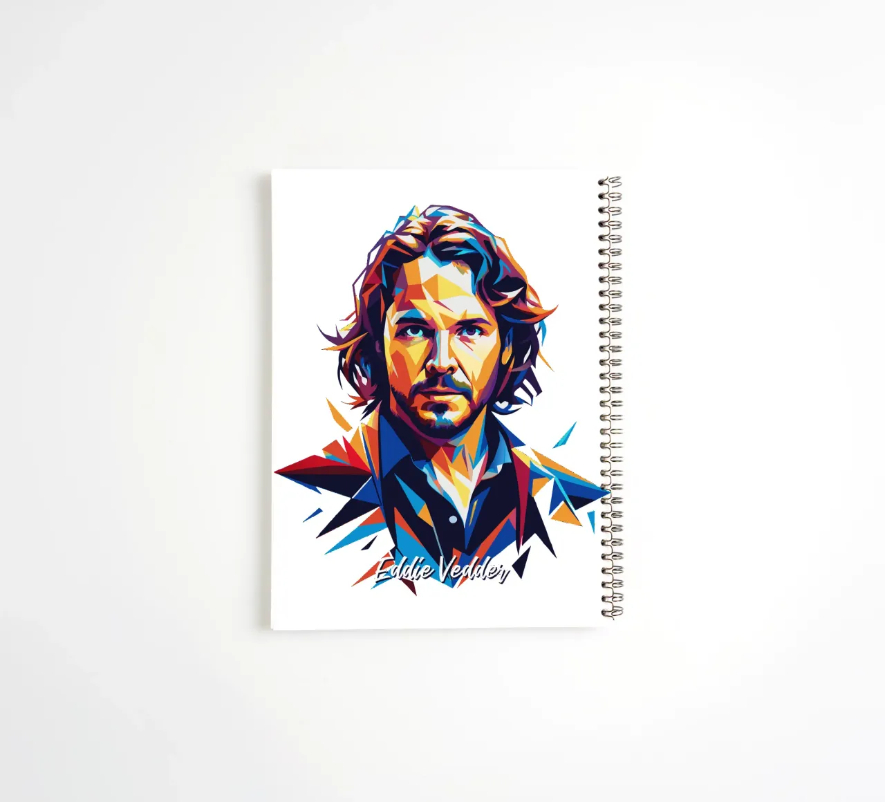 Eddie Vedder Portrait in WPAP Pop Art spiral notebook by vectorartnesia