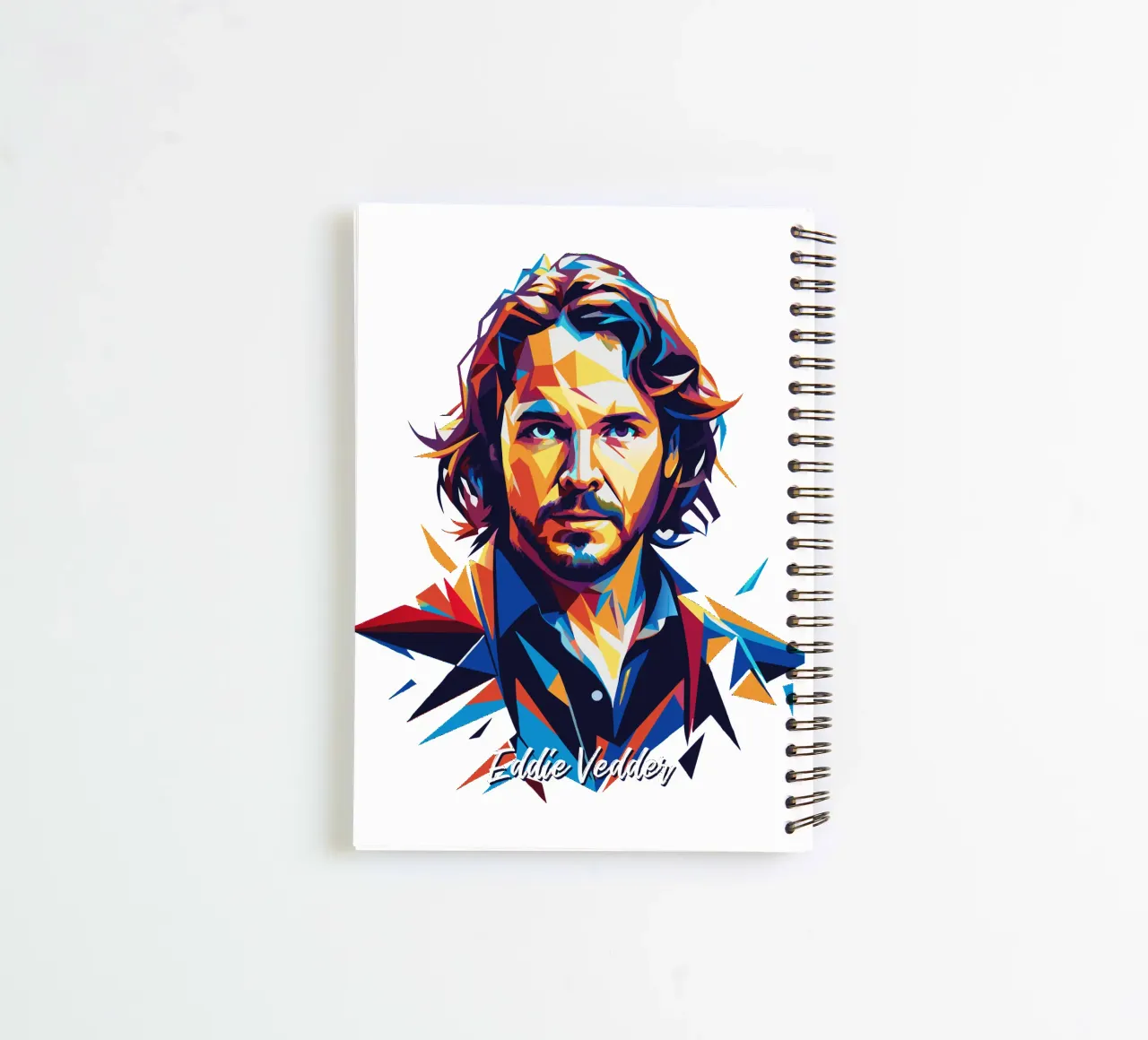Eddie Vedder Portrait in WPAP Pop Art spiral notebook by vectorartnesia