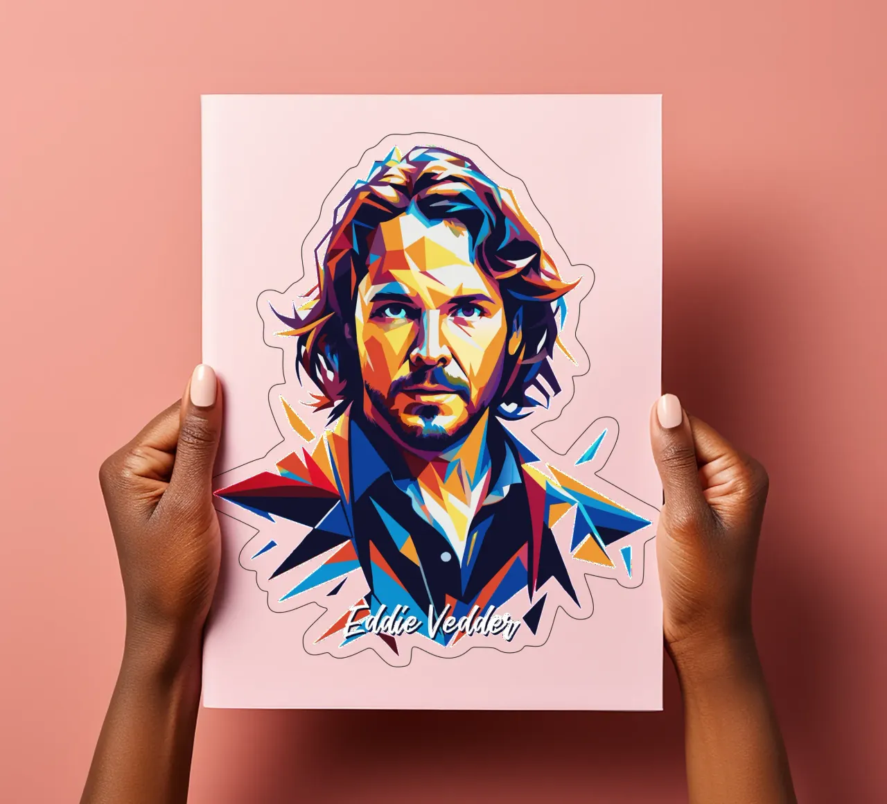 Eddie Vedder Portrait in WPAP Pop Art foglio adesivo da vectorartnesia