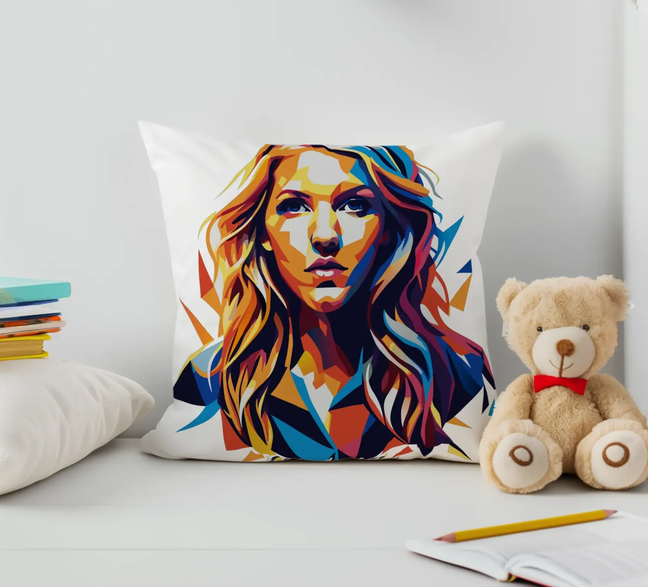 Ellie Goulding Portrait in WPAP Pop Art cuscino da vectorartnesia