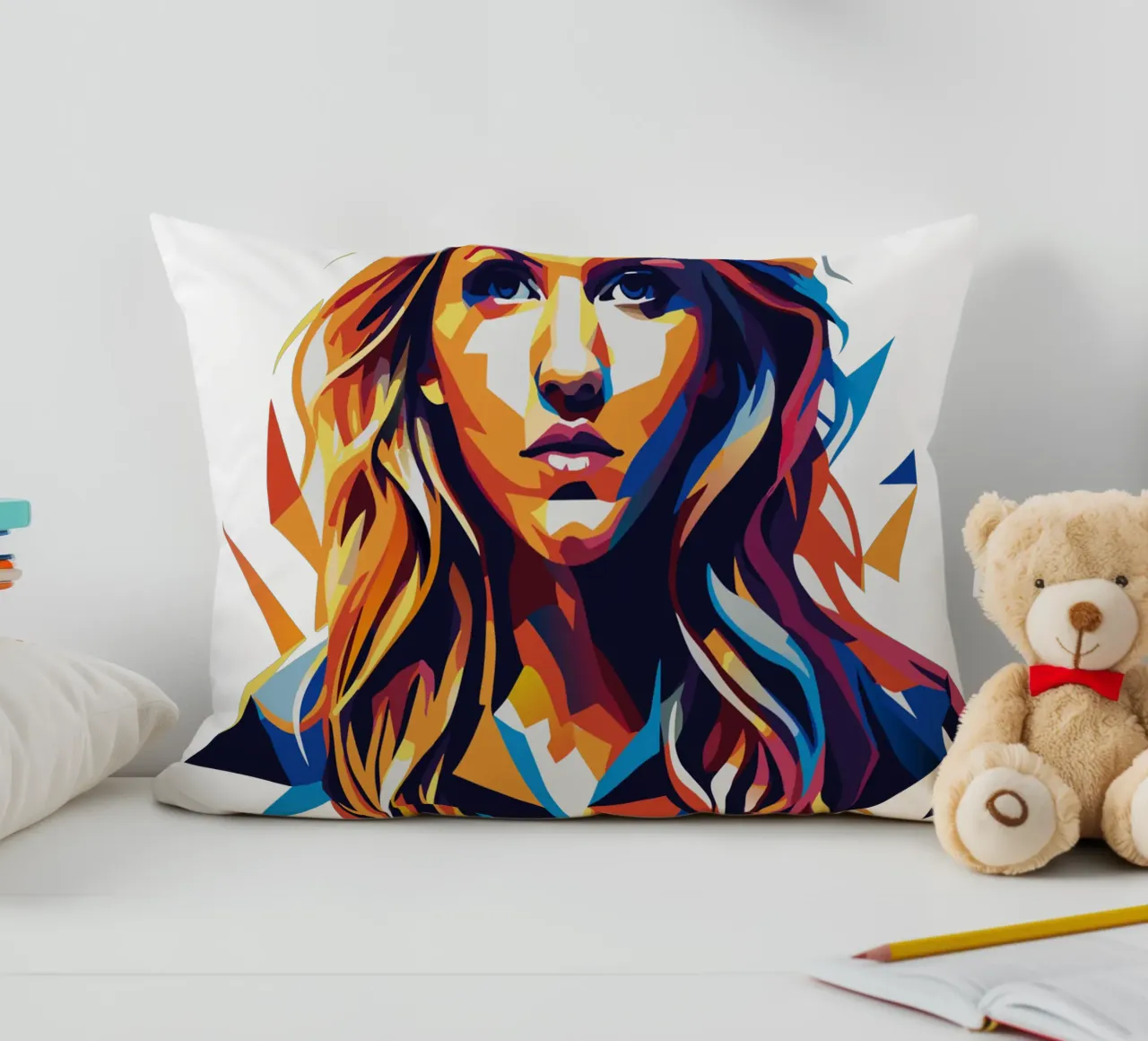 Ellie Goulding Portrait in WPAP Pop Art cuscino da vectorartnesia