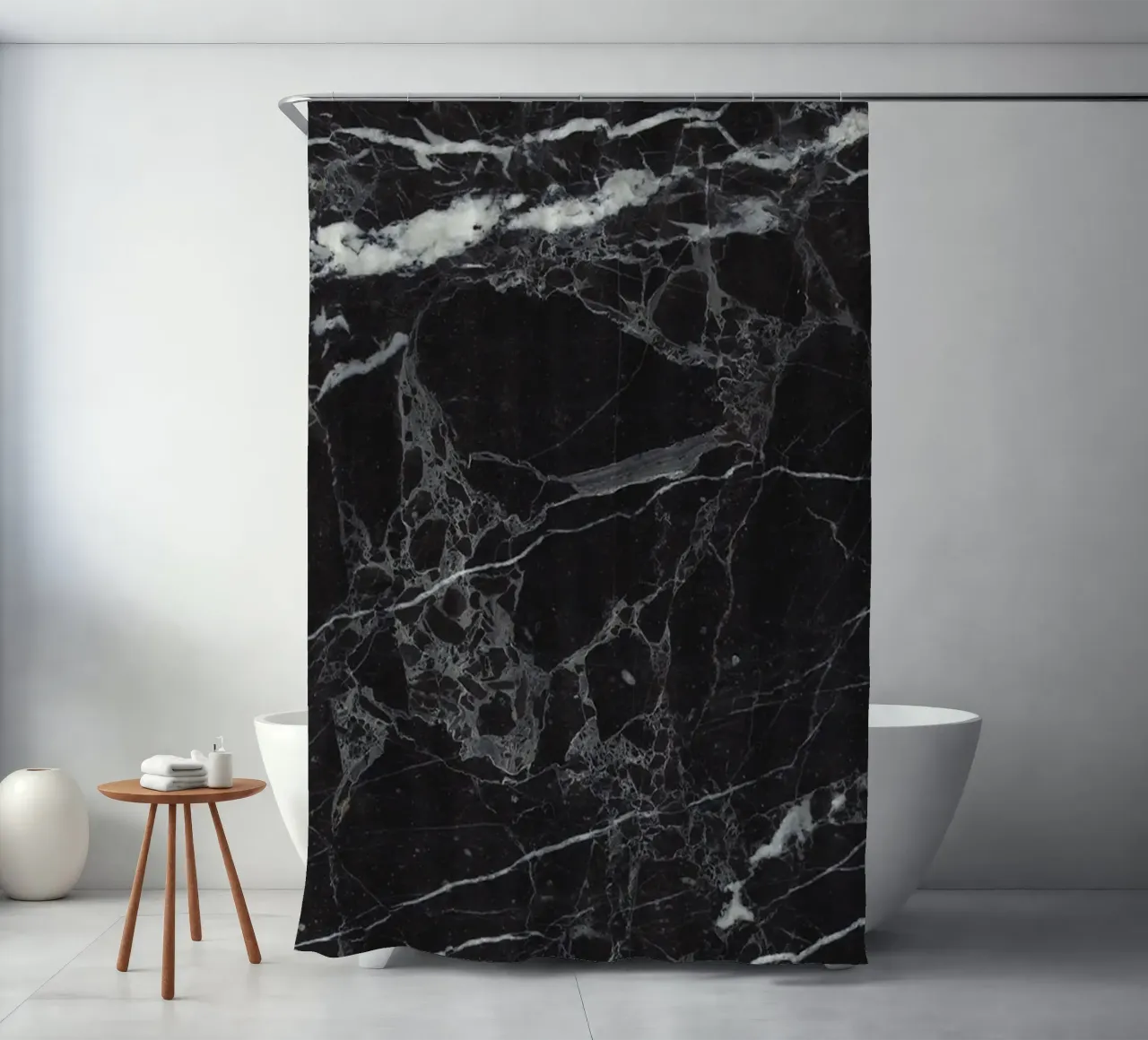 Black Marble 65 shower curtain by amini54