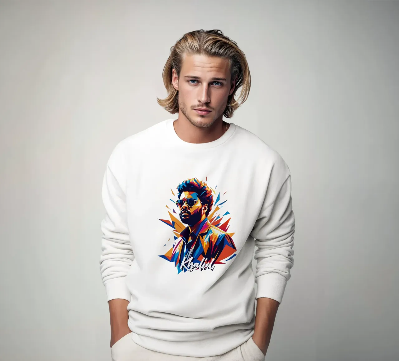 Khalid Portrait in WPAP Pop Art sweatshirt van vectorartnesia