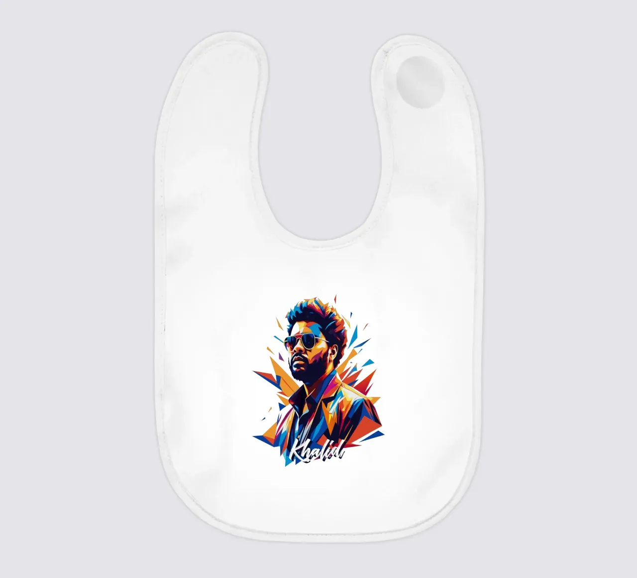 Khalid Portrait in WPAP Pop Art Babylätzchen von vectorartnesia