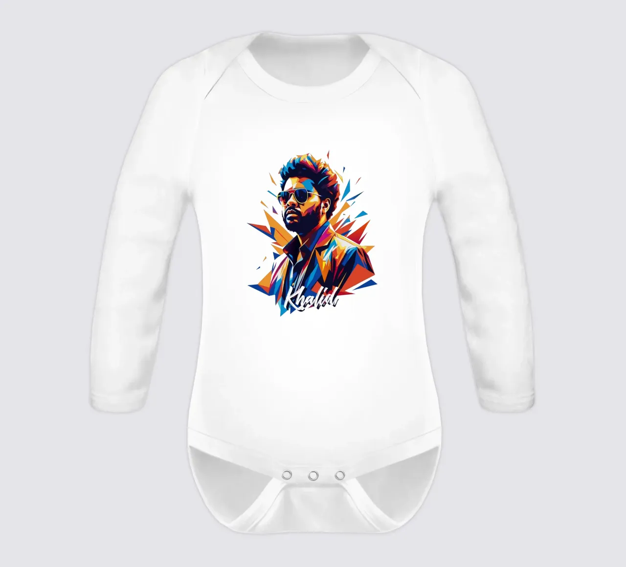 Khalid Portrait in WPAP Pop Art body neonato maniche lunghe da vectorartnesia