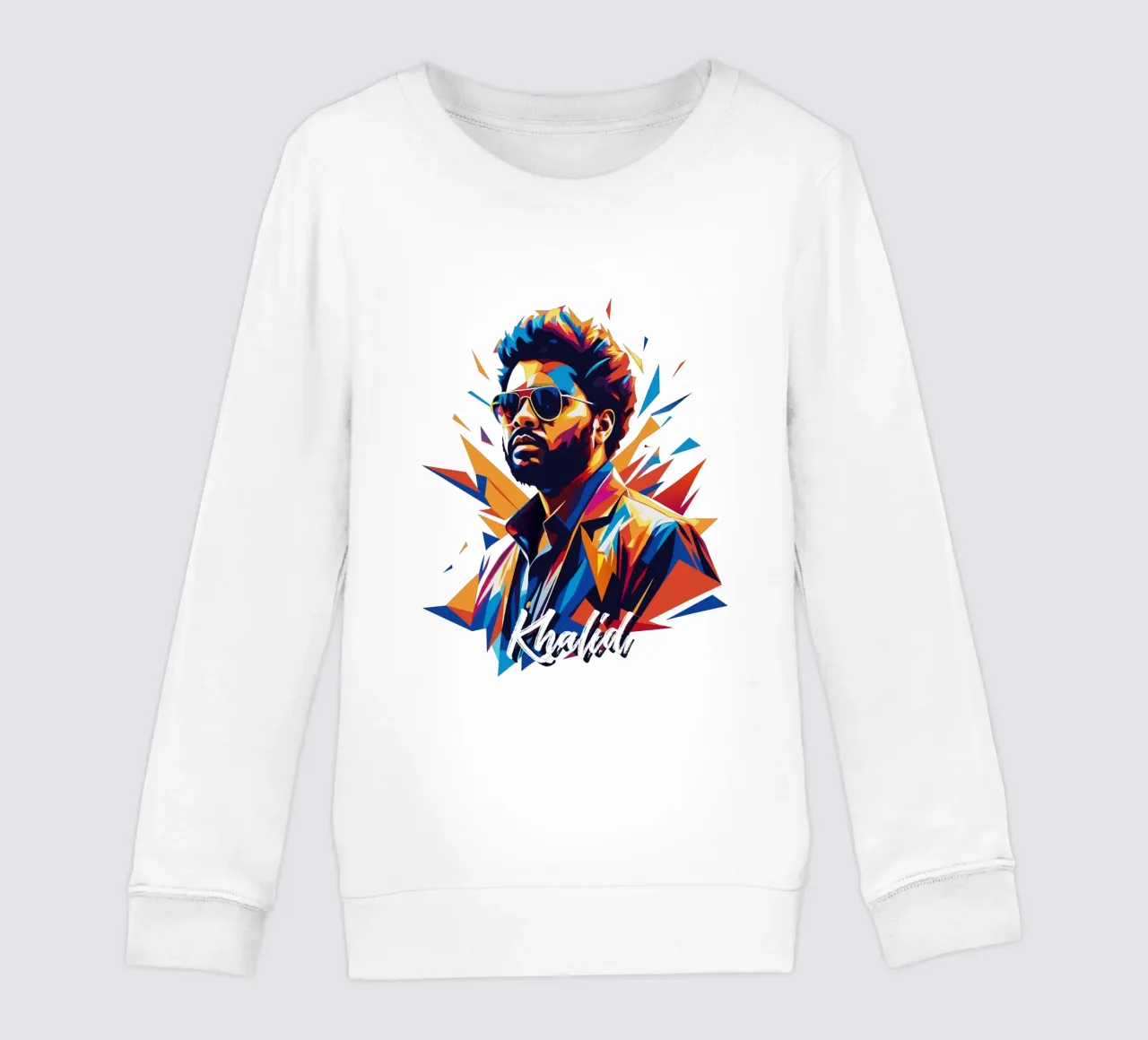 Khalid Portrait in WPAP Pop Art kids sweatshirt by vectorartnesia
