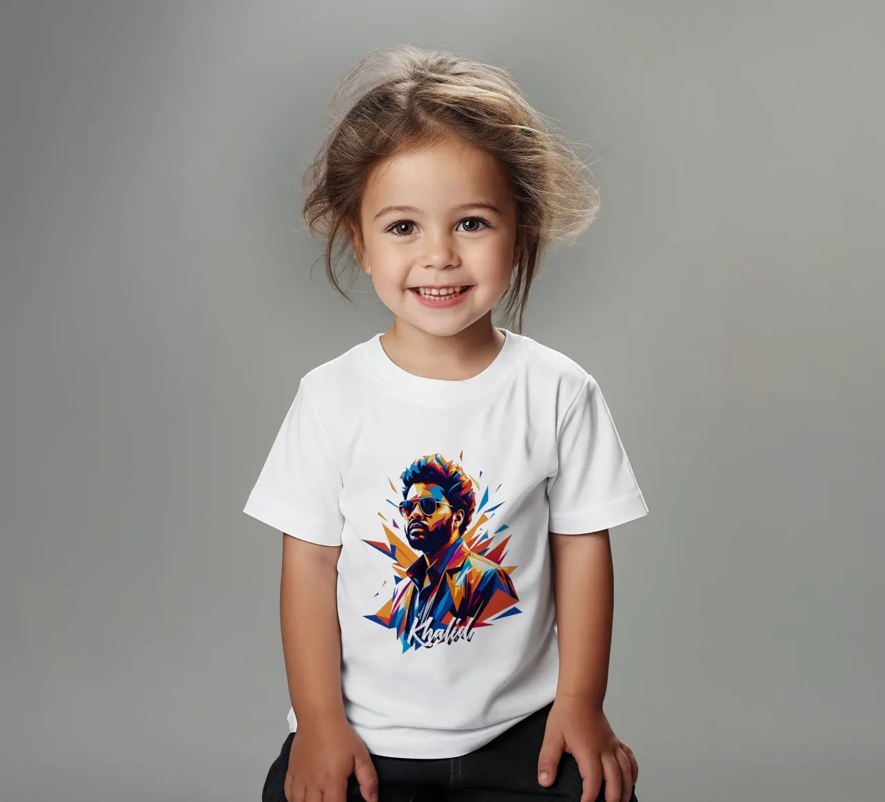 Khalid Portrait in WPAP Pop Art t-shirt bambini da vectorartnesia
