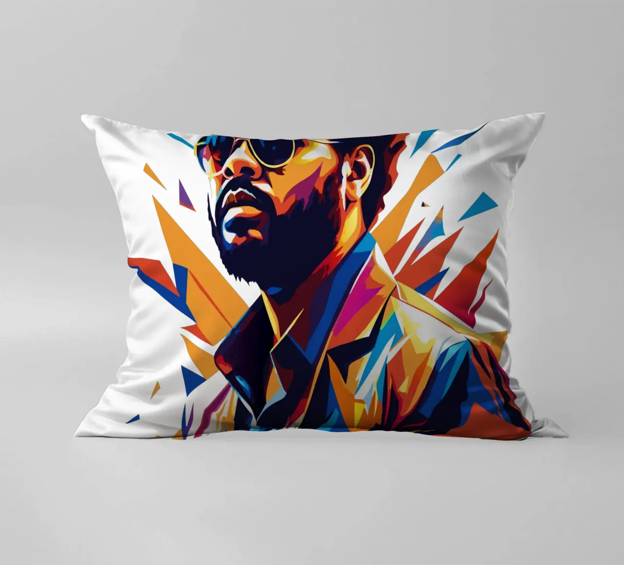 Khalid Portrait in WPAP Pop Art Kissen von vectorartnesia