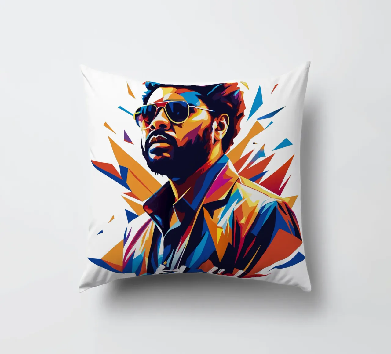 Khalid Portrait in WPAP Pop Art Kissen von vectorartnesia