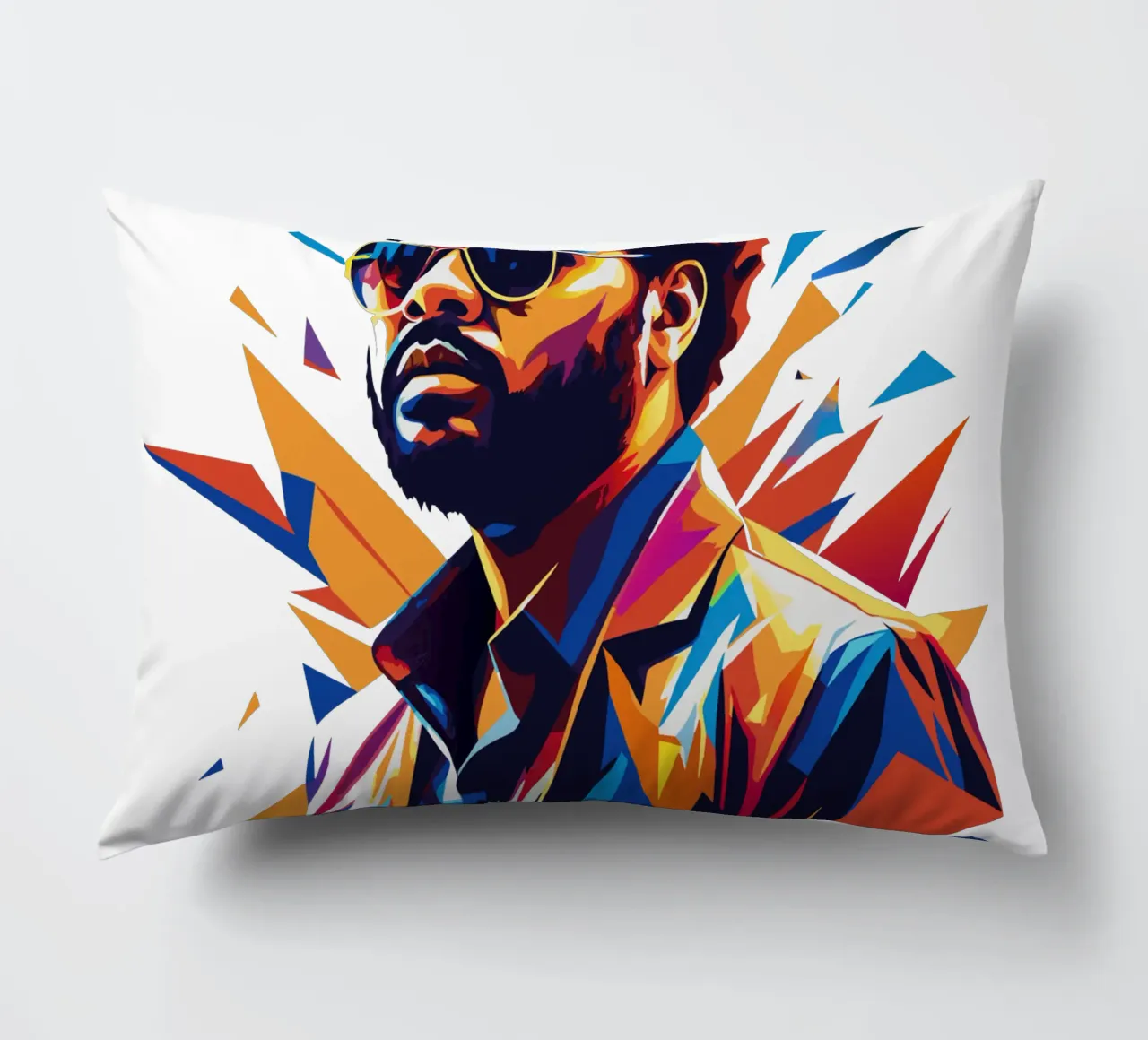 Khalid Portrait in WPAP Pop Art Kissen von vectorartnesia